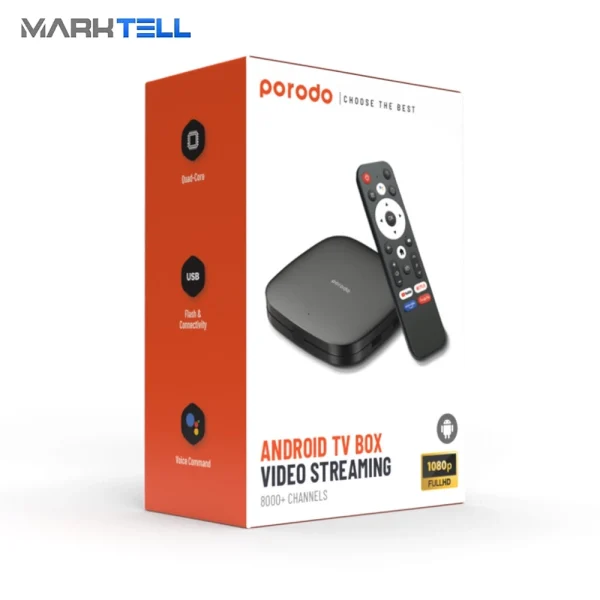 Porodo Home Appliances Android TV Box Android 9.0 Black [PD-ANTVB-BK]